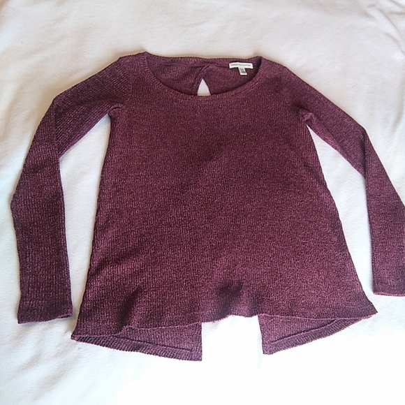 American Eagle Ribbed Open Back Sweater in Burgundy Size XS - Picture 6 of 9